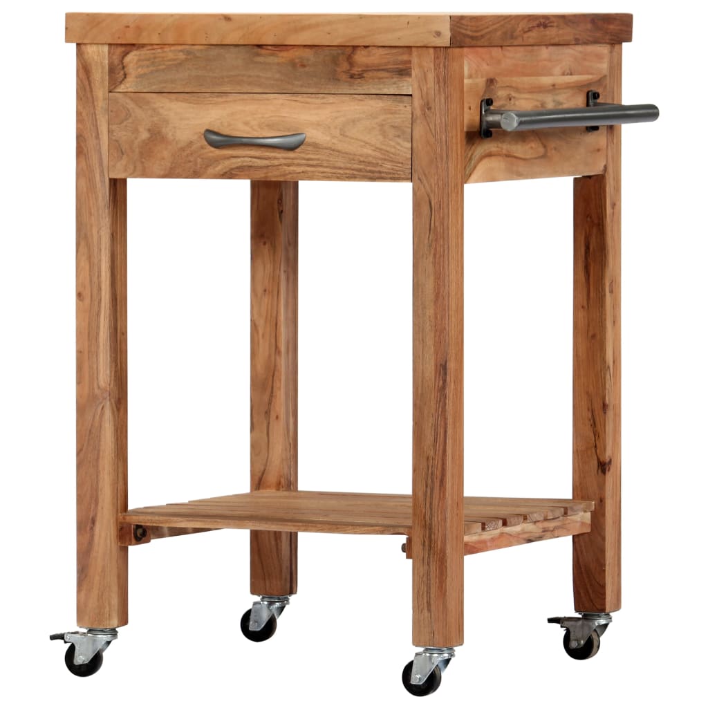 vidaXL Carrinho de cozinha 58x58x89 cm madeira de acácia maciça